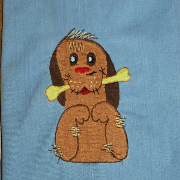 Vtg Penney's International Imports Embroidered Dog Girl Denim Jeans Shirt Set